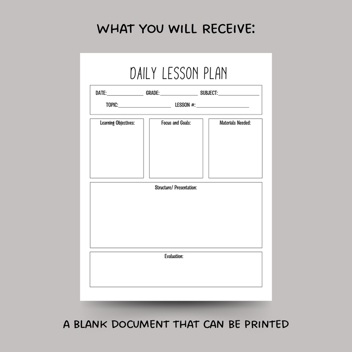 Daily Lesson Plan Template Printable, Simple Minimalist Lesson Planner ...