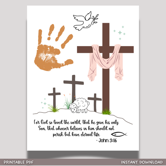 Christian Easter Handprint Craft Printable, Religious DIY Art for Kids Sunday School Activity