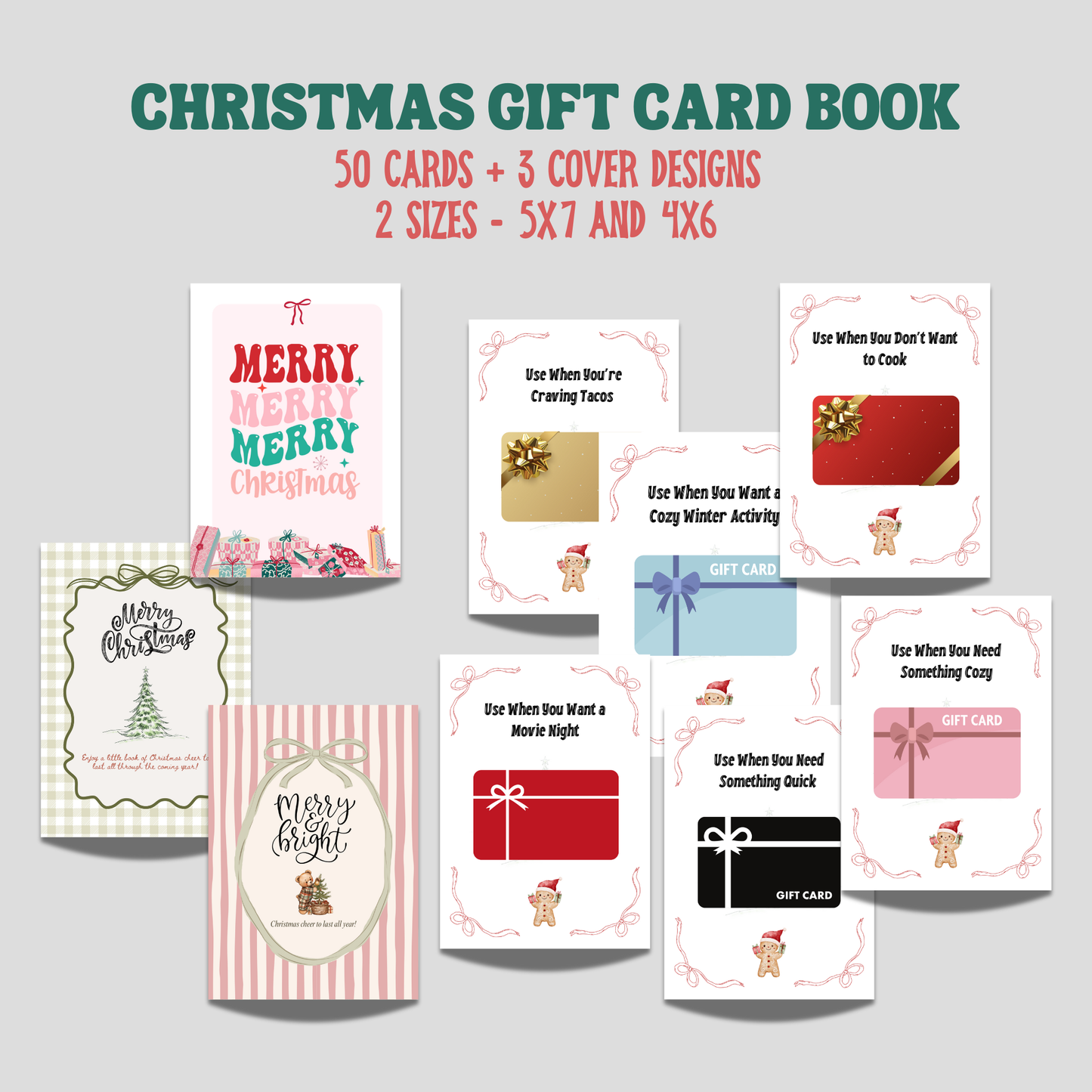 Xmas Gift Card Holder Book Printable