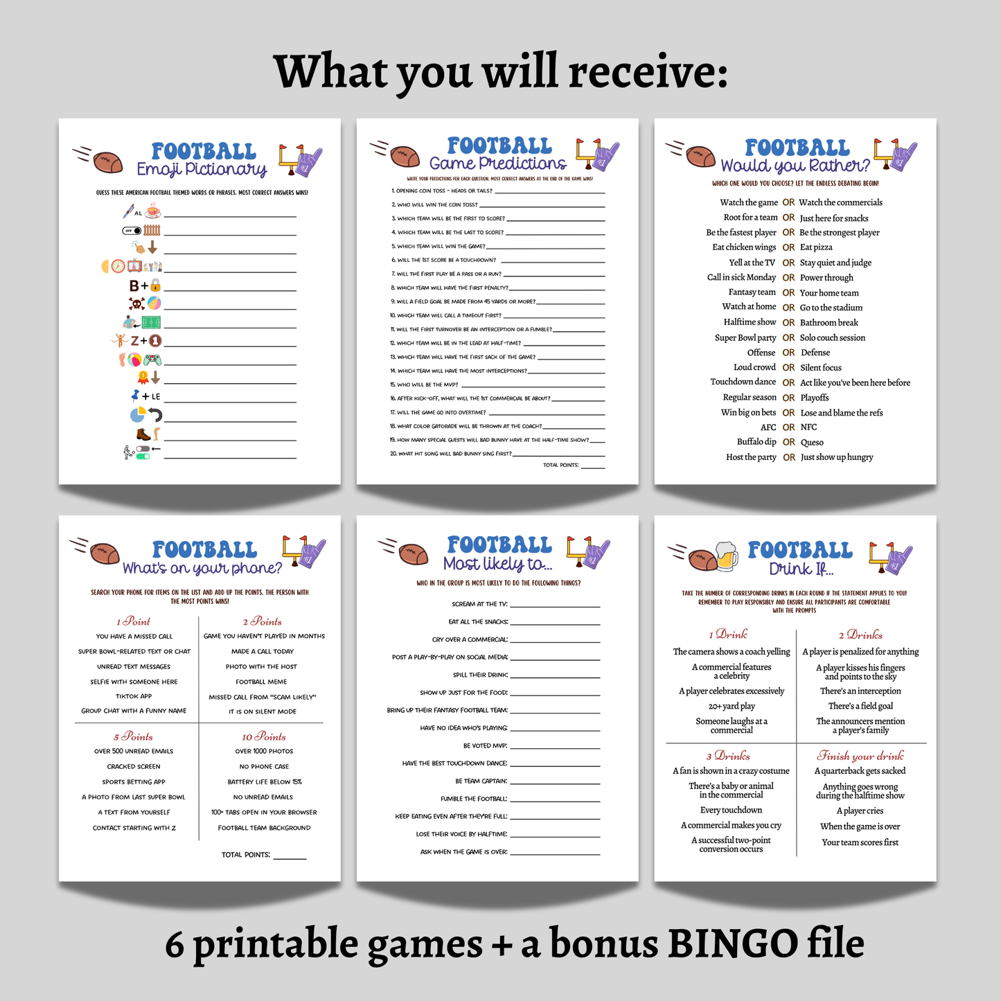 Football Party Games Printable 2026 Family Activity