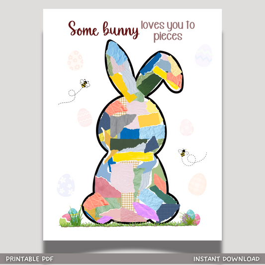Easter Bunny Crafts for Kids Printable DIY Torn Paper Art Activity Daycare Preschool Kindergarten Classroom Homeschool Toddler