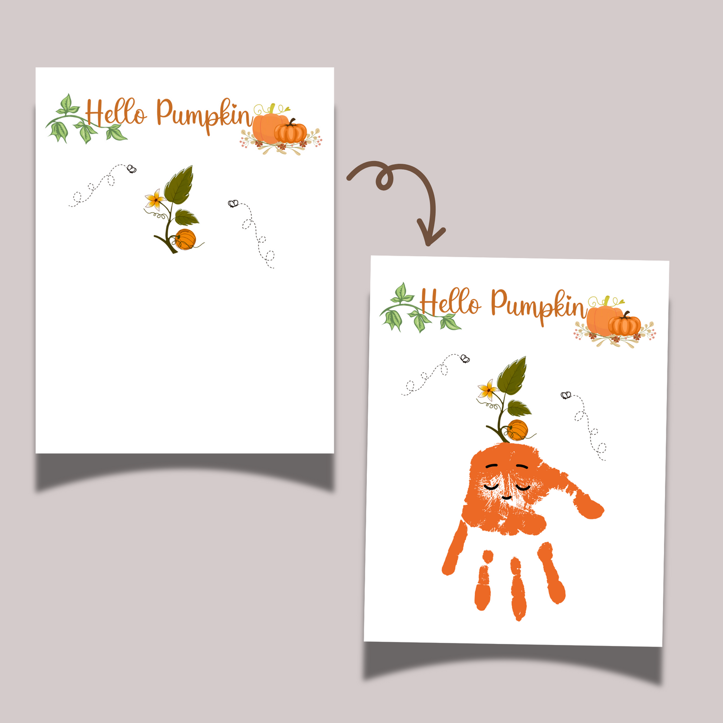 Thanksgiving Handprint Crafts, Preschool Pumpkin Autumn Art Project for Kids Toddler Kindergarten Baby School Activity