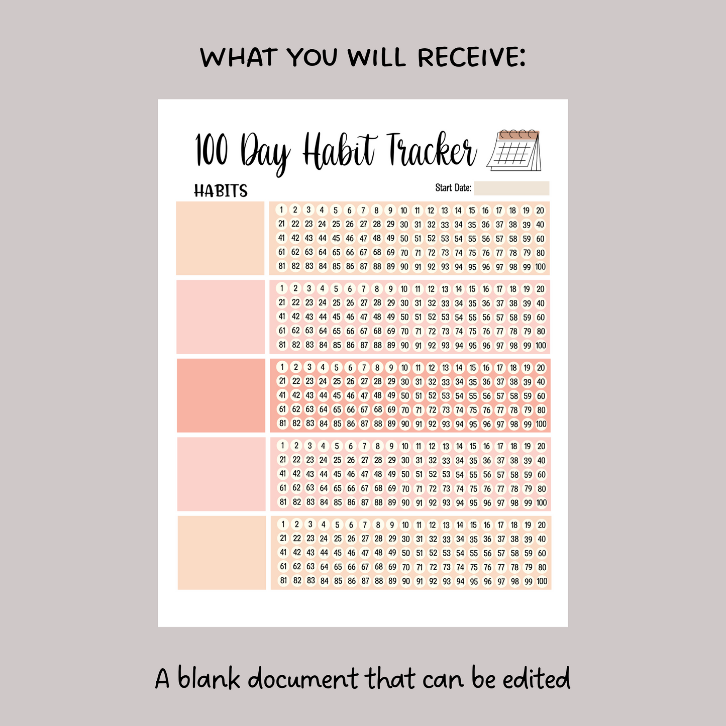 Habit Tracker Editable & Printable, Daily Habit Chart, Goal Planner Log