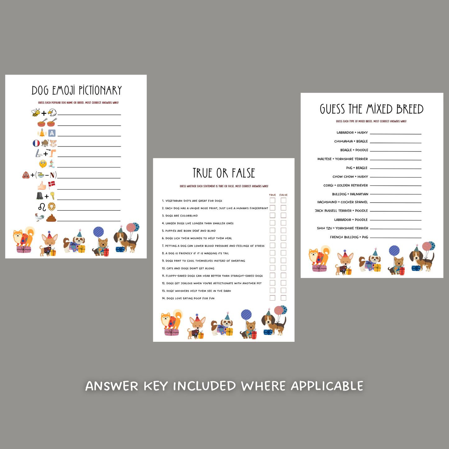 Dog Birthday Party Games Printable, Puppy Shower Pawty Activities