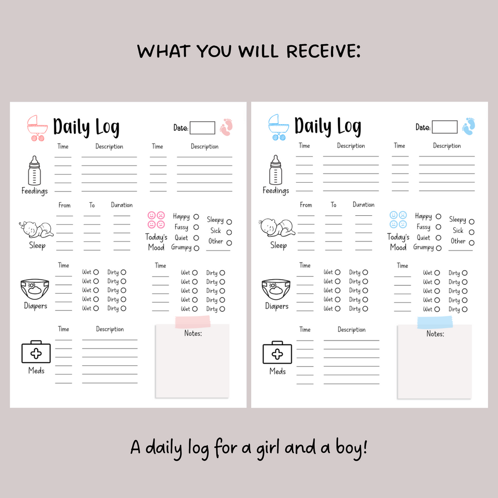 Infant Daily Log Printable, Baby Daycare Tracker Template, Nanny Log ...