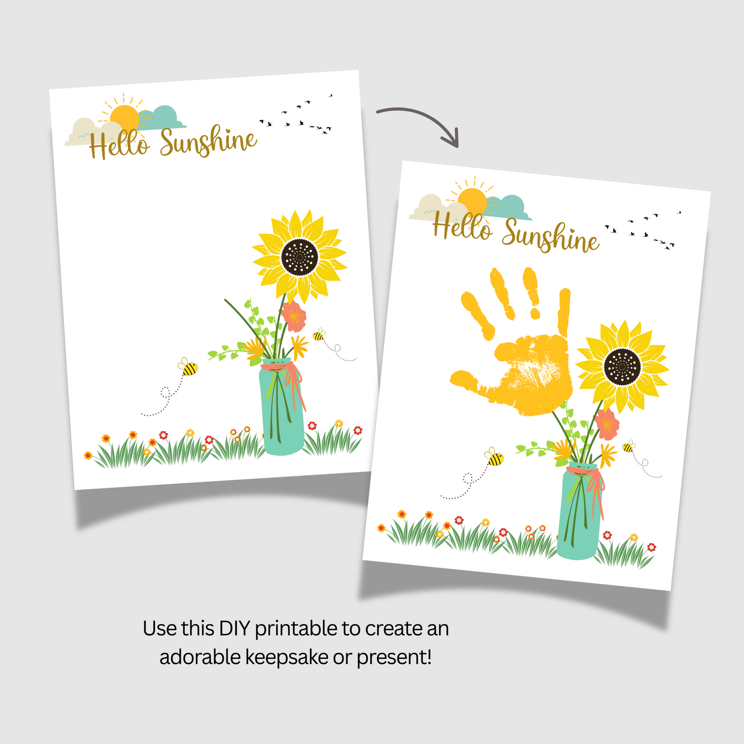 Hello Sunshine Summer Handprint Crafts, DIY Fall Art Activity for Kids