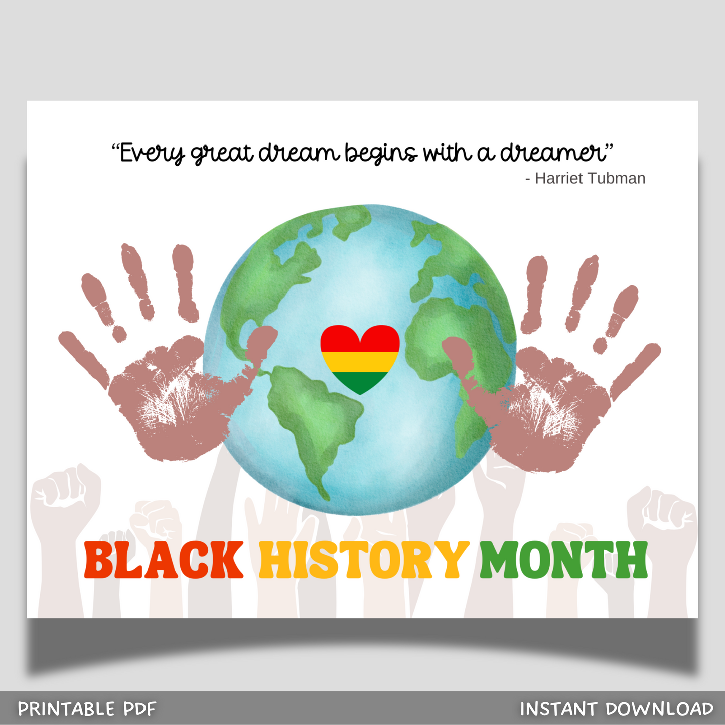 Black History Month Handprint Craft Printable PDF DIY Art Kids Activity Keepsake Template