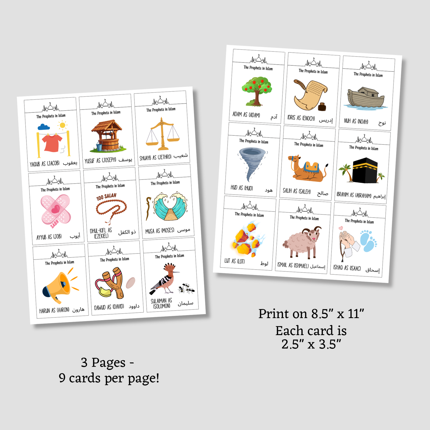 25 Prophets in Islam Flashcards for Kids