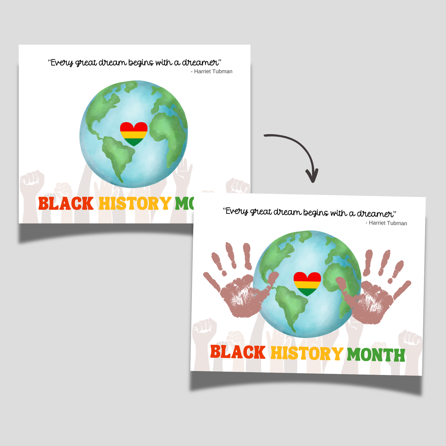 Black History Month Handprint Craft Printable PDF DIY Art Kids Activity Keepsake Template