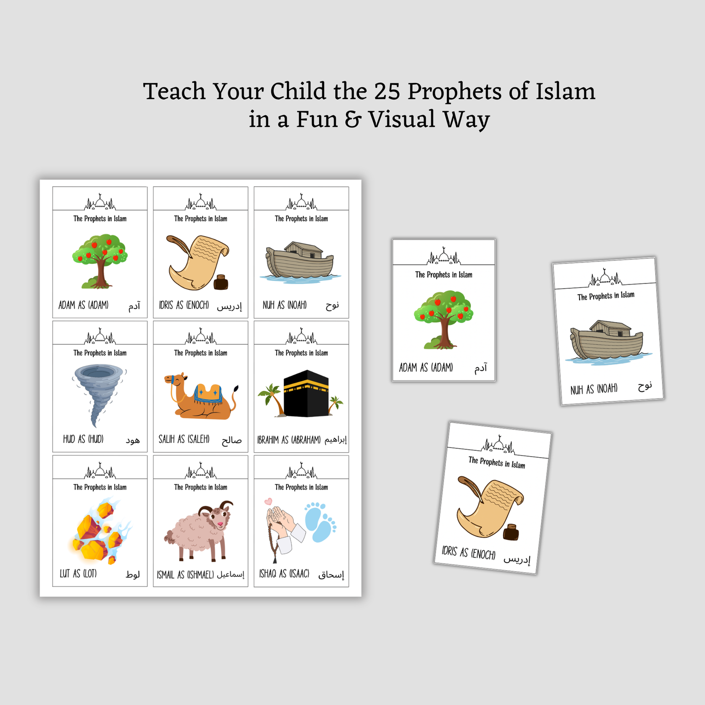 25 Prophets in Islam Flashcards for Kids