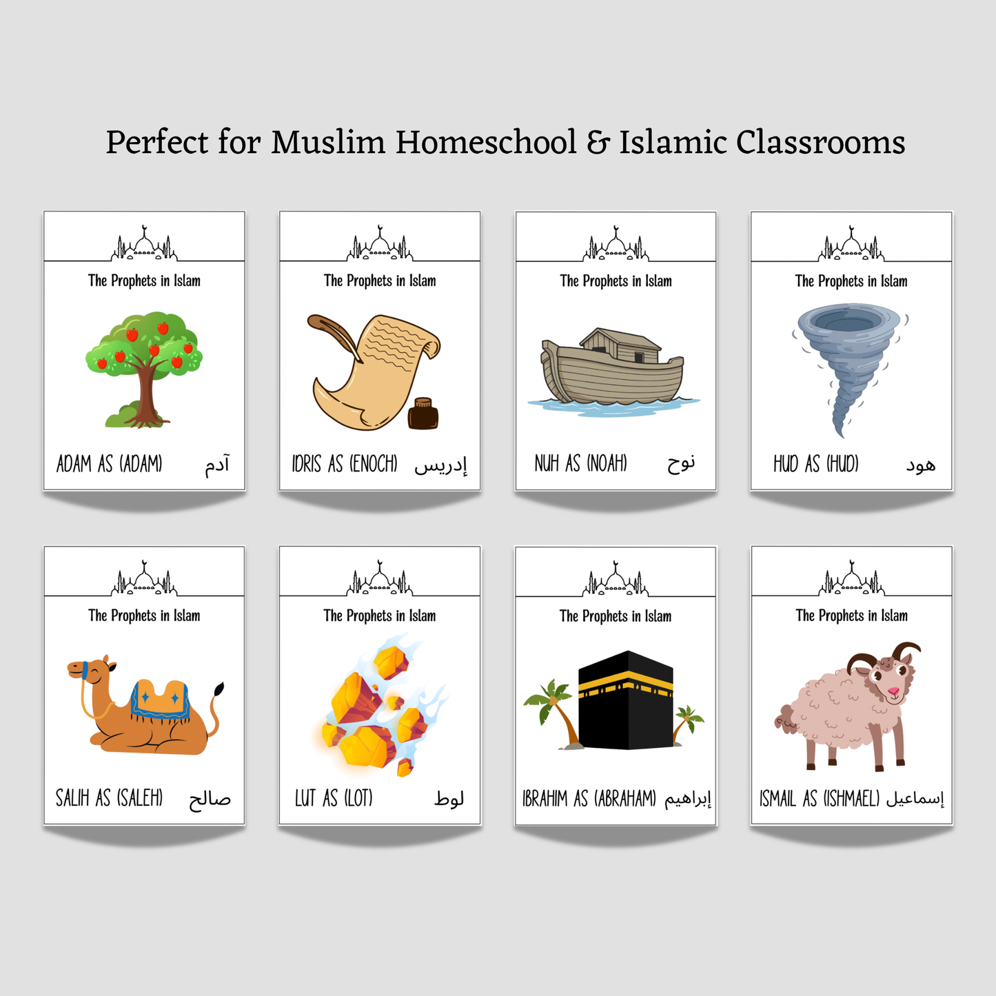 25 Prophets in Islam Flashcards for Kids