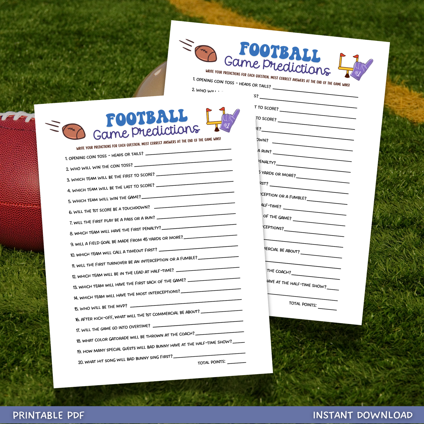 Football Predictions Game Party Tailgate Activity