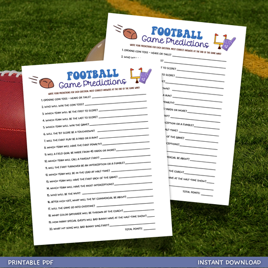 Football Predictions Game Party Tailgate Activity