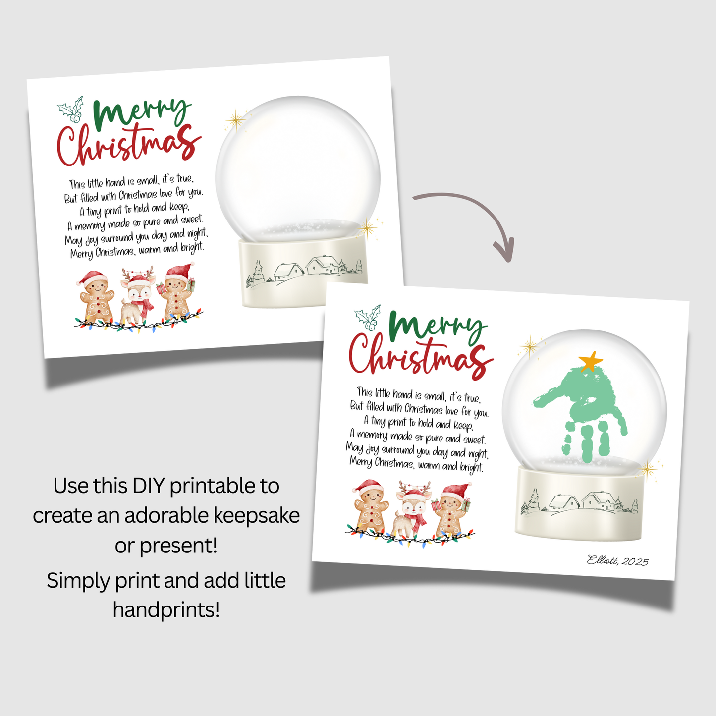 Christmas Handprint Craft Poem Kids Printable