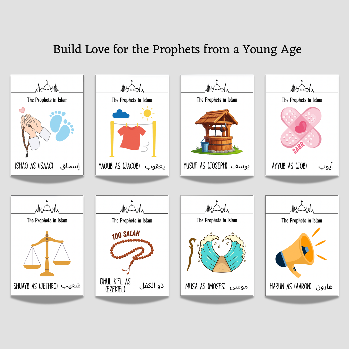 25 Prophets in Islam Flashcards for Kids