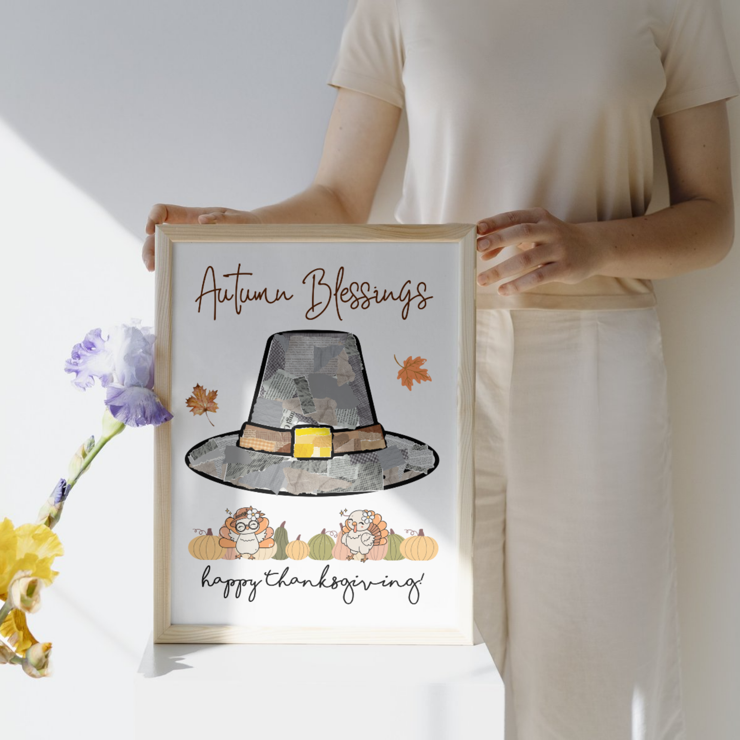 Thanksgiving Cut & Paste Torn Paper Crafts Printable Art