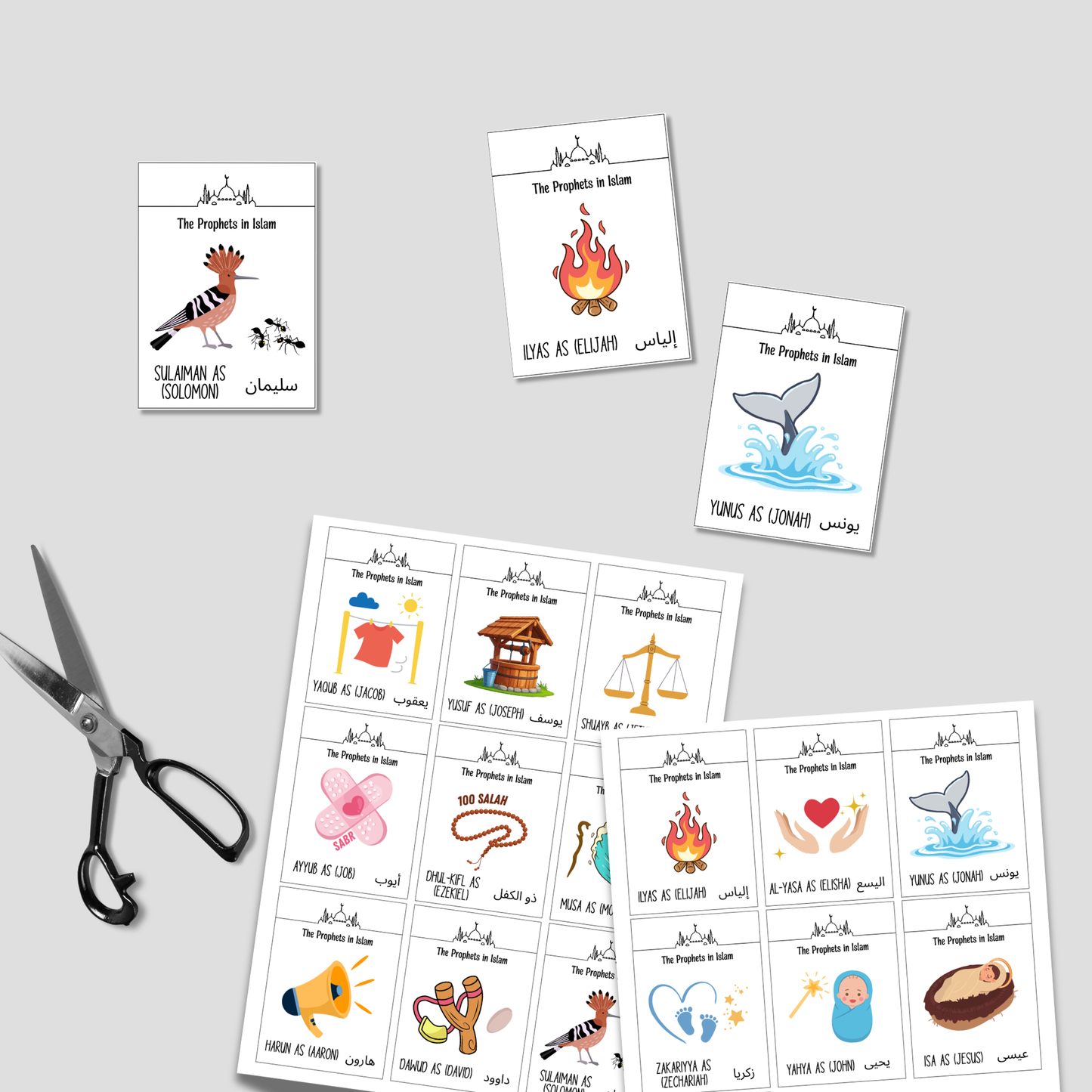25 Prophets in Islam Flashcards for Kids