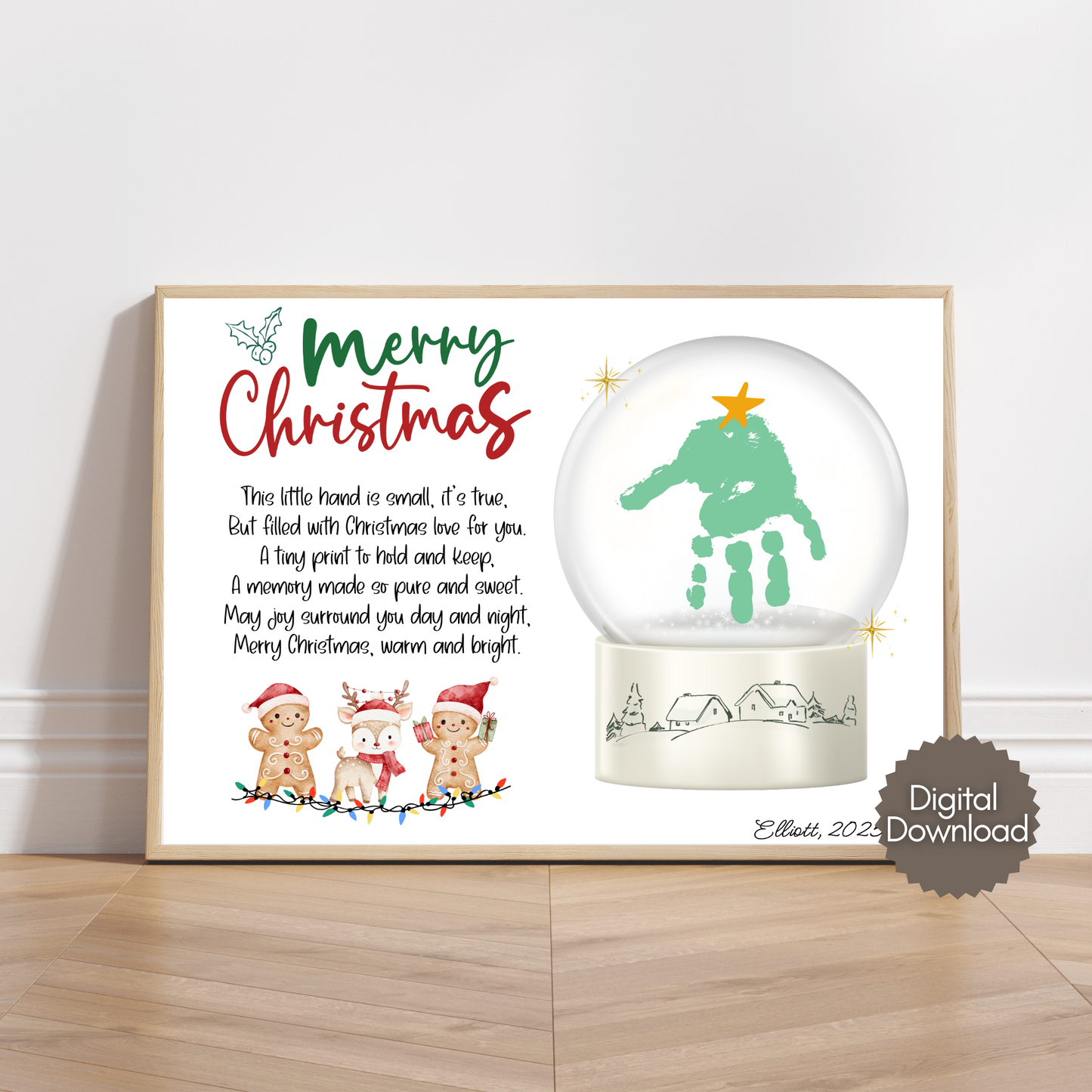 Christmas Handprint Craft Poem Kids Printable