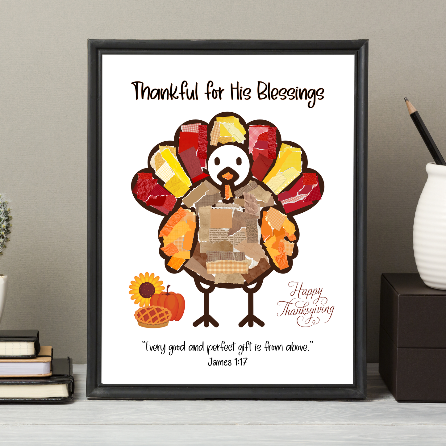 Thanksgiving Cut & Paste Torn Paper Crafts Printable Art
