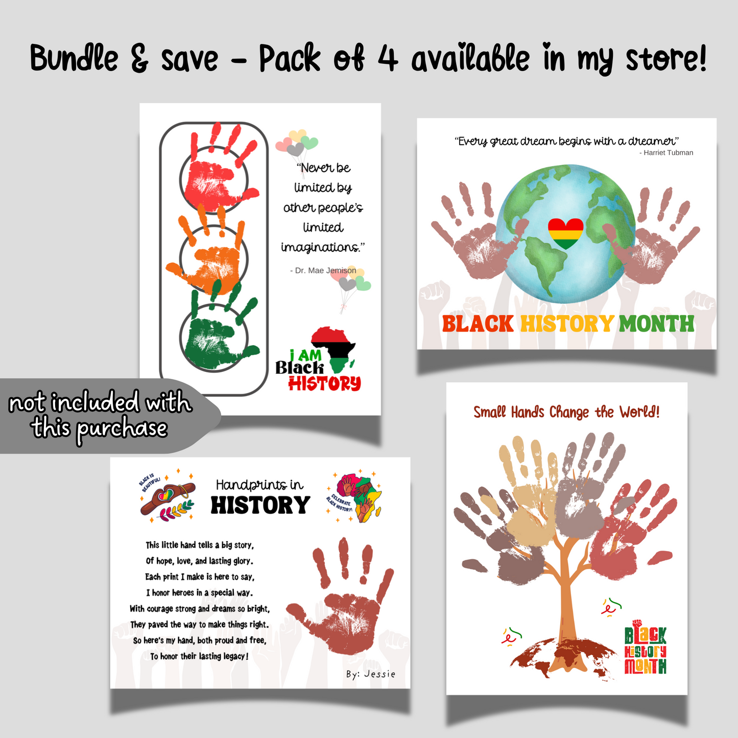 Black History Month Handprint Crafts Printable, DIY Art Kids Activity Baby Toddler Preschool Kindergarten