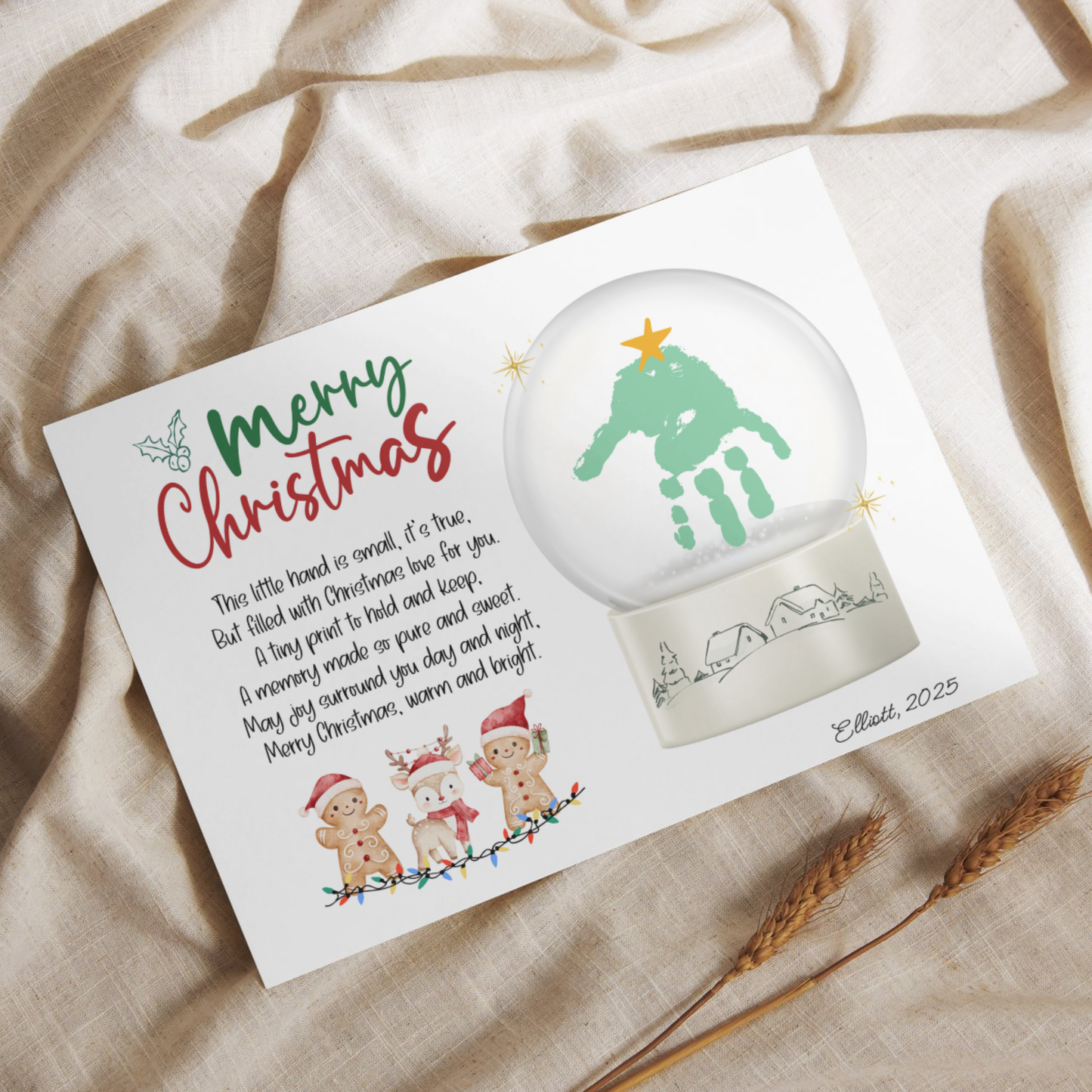 Christmas Handprint Craft Poem Kids Printable