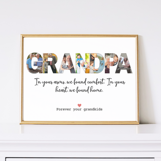 Custom Grandpa Photo Collage Printable, Personalized Gift from Grandkids