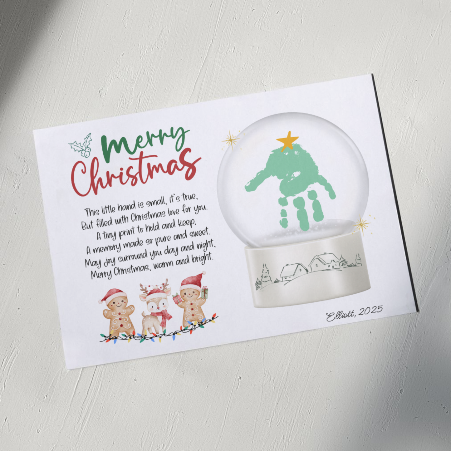 Christmas Handprint Craft Poem Kids Printable