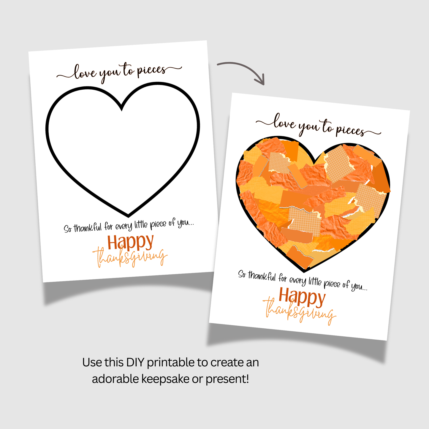 Thanksgiving Torn Paper Craft Printable Kids Fall DIY Art