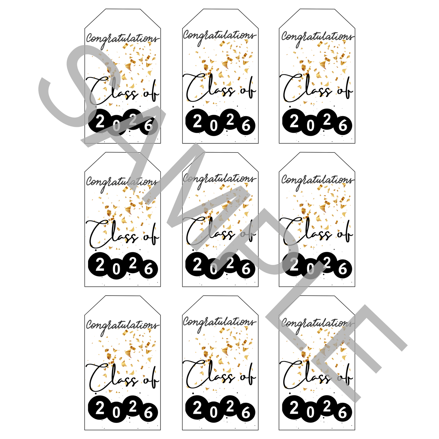 Printable Graduation Gift Tags, 2026 Congrats Grad Tags Simple