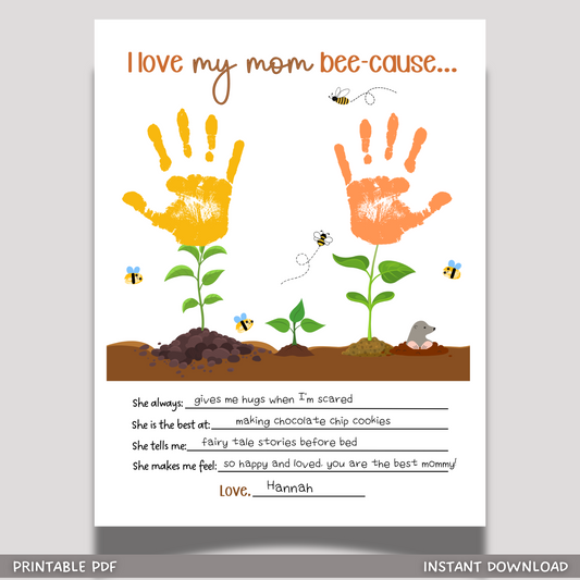 Mom Handprint Garden Craft for Kids Printable, Mothers Day DIY Hand Art Activity Keepsake Birthday Gift Wall Decor Teacher Parent Resources
