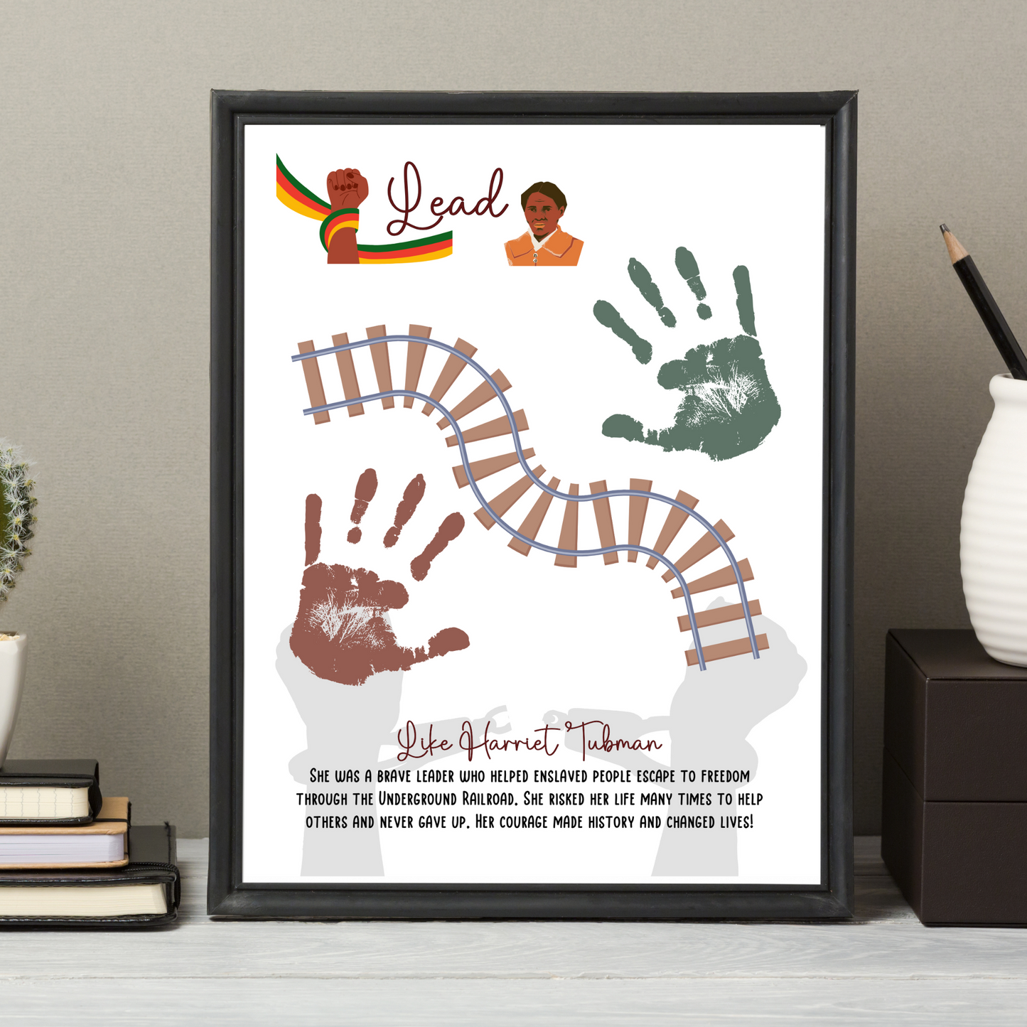 Black History Month Crafts Printable, Historical African American DIY Handprint Art Kids Activity School Preschool Homeschool