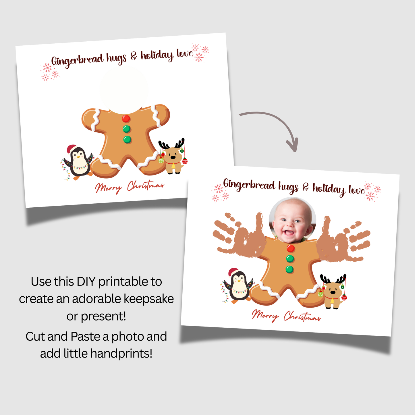 Christmas Handprint Photo Craft Kids Printable