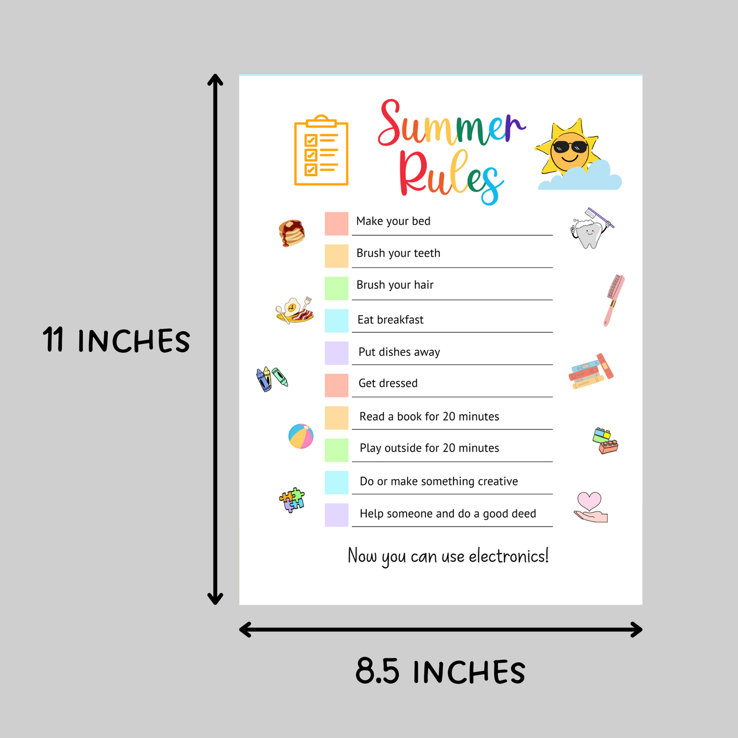 Editable Summer Planner Bundle, Printable Chore Charts & Checklists For Kids