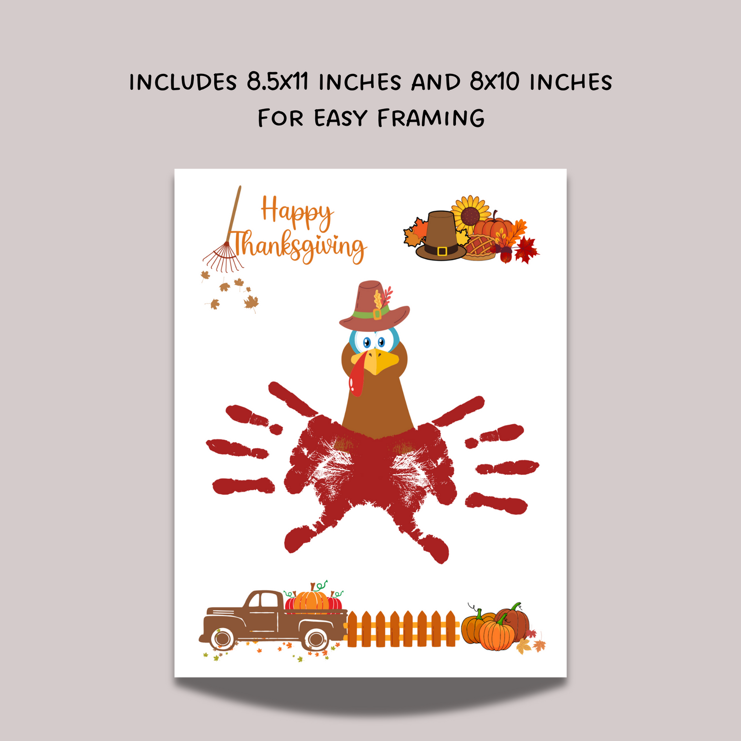 Thanksgiving Handprint Crafts, Preschool Turkey Autumn Art Project for Kids Toddler Kindergarten Baby School Activity