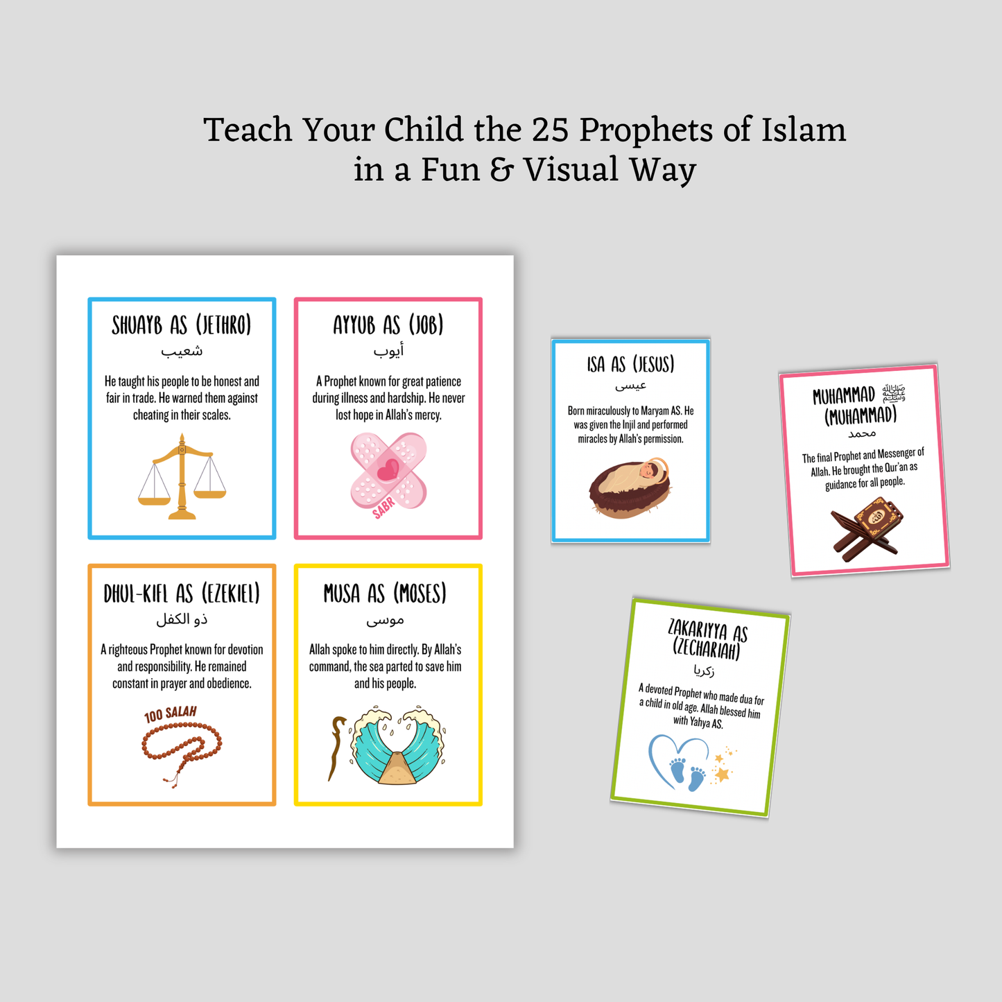 Prophets in Islam Printable Cards for Kids