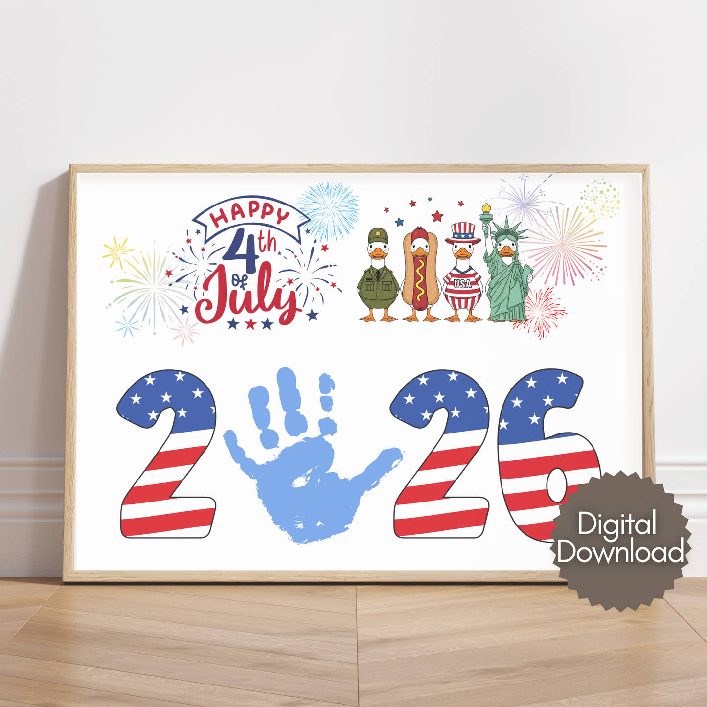 4th of July Handprint Craft Printable DIY Patriotic 2026 Art for Kids