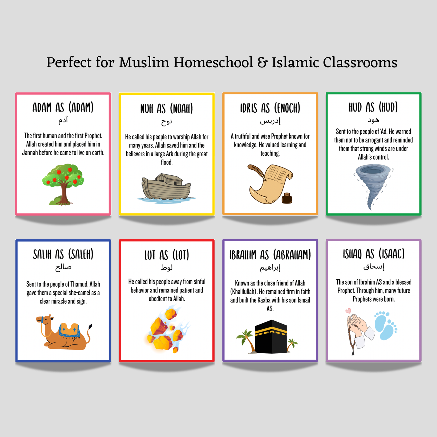 Prophets in Islam Printable Cards for Kids