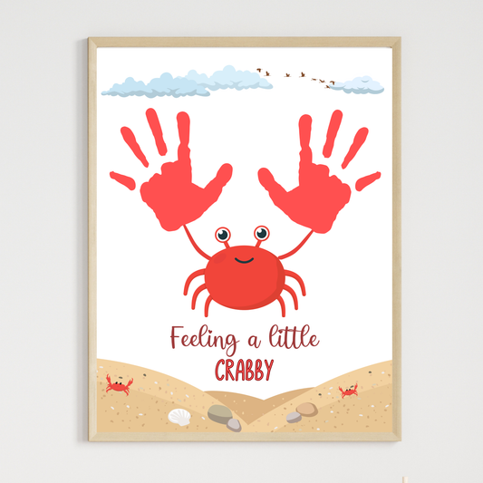 Summer Handprint Craft Printable, DIY Crab Art Project for Kids Activity Easy Template