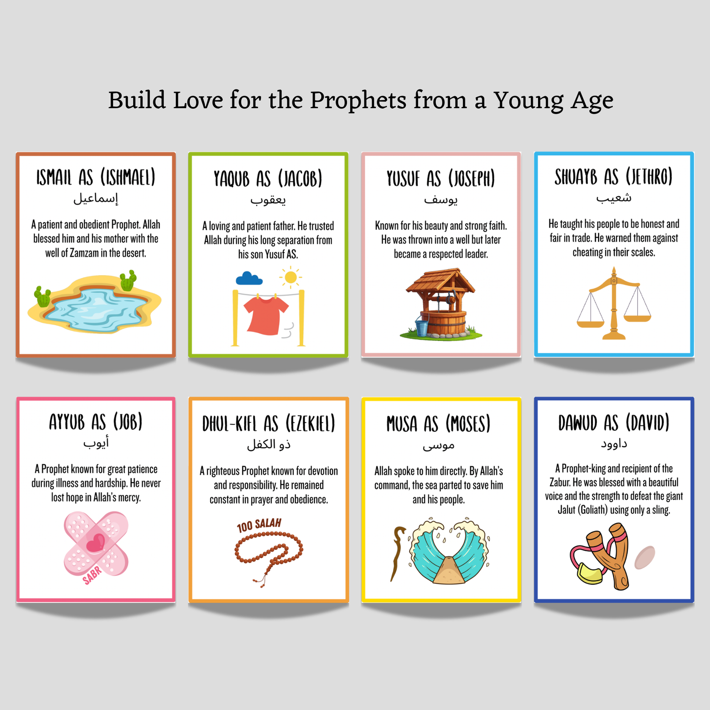 Prophets in Islam Printable Cards for Kids