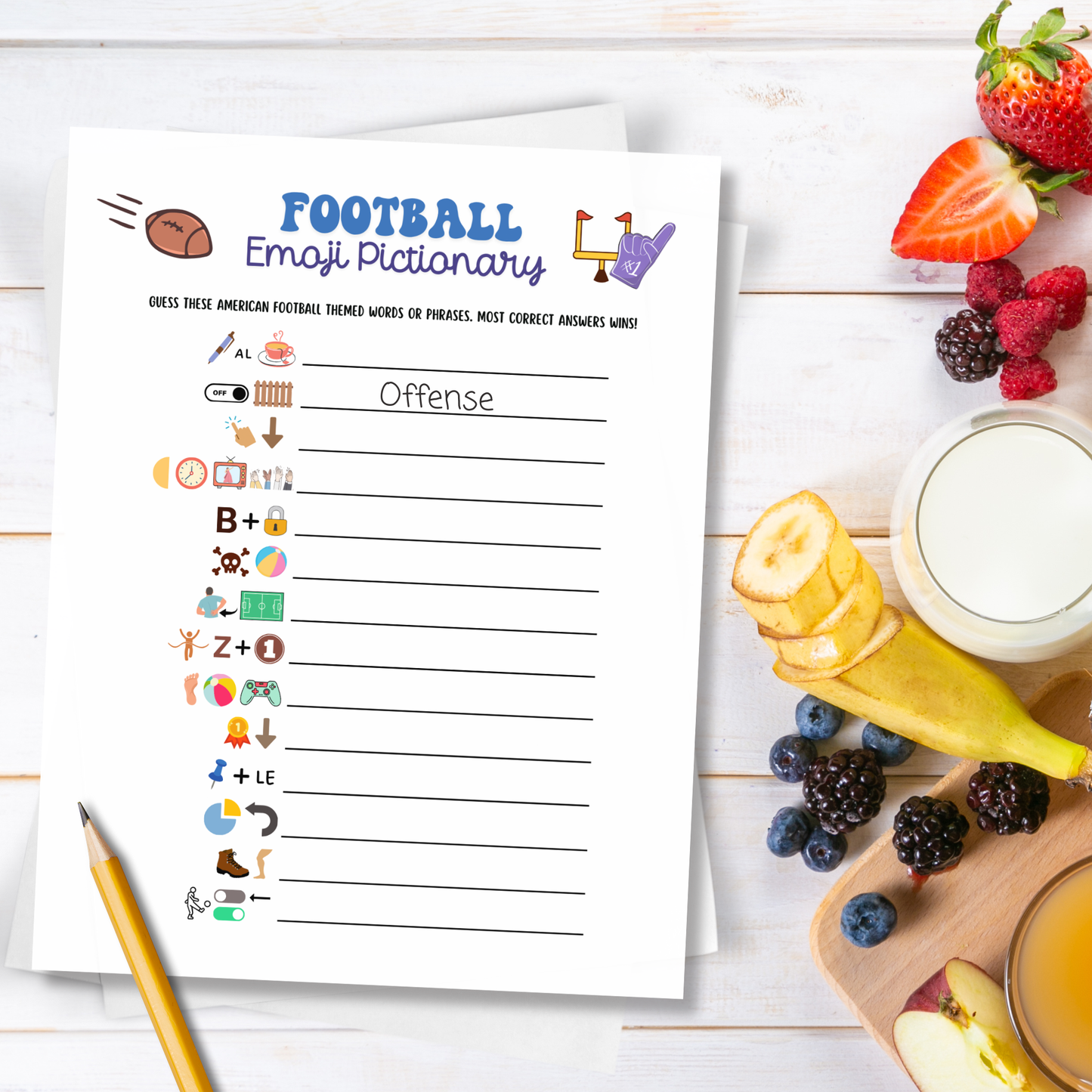 2026 Football Emoji Pictionary Game Printable