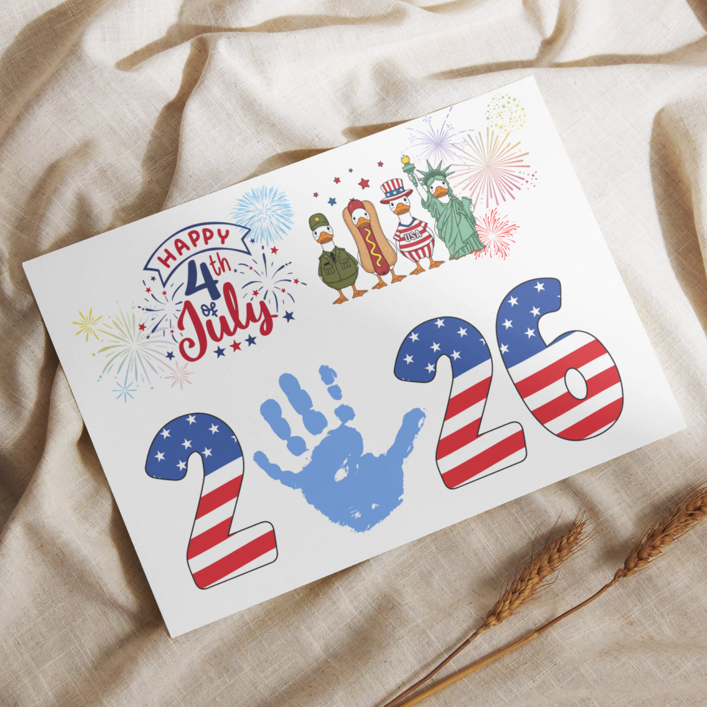 4th of July Handprint Craft Printable DIY Patriotic 2026 Art for Kids