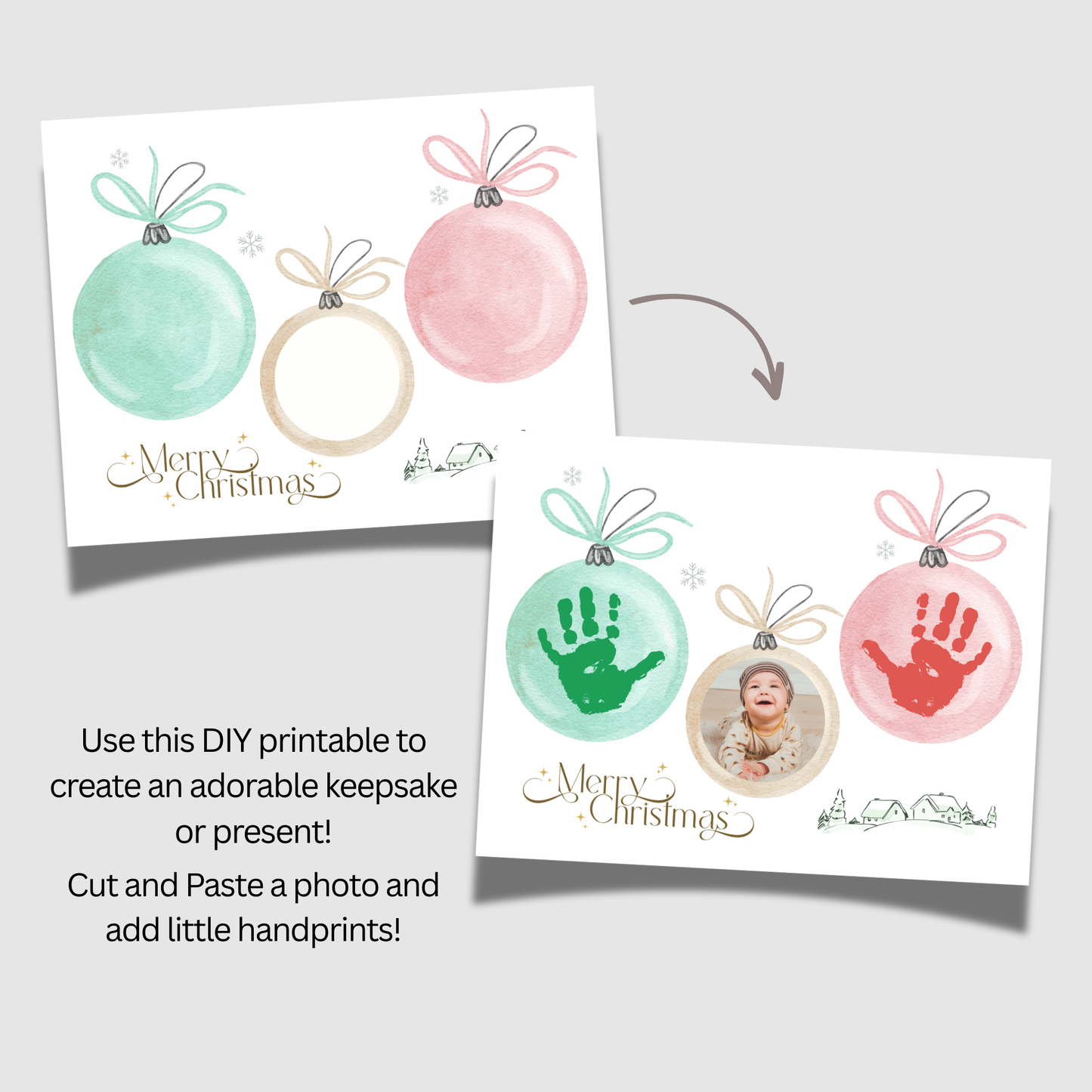Christmas Ornament Handprint Photo Craft Printable