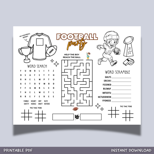 Football Activity Sheet Printable for Kids