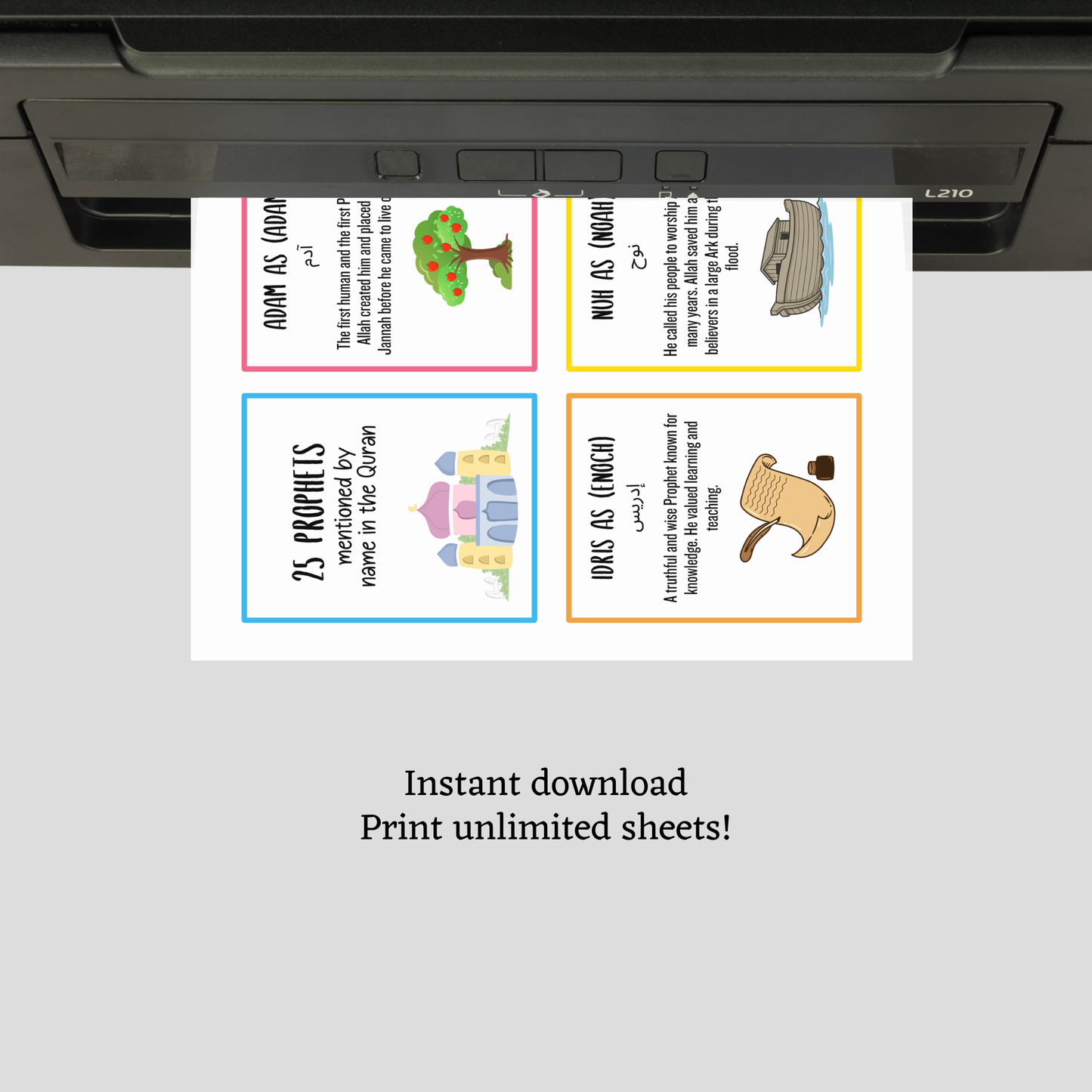 Prophets in Islam Printable Cards for Kids