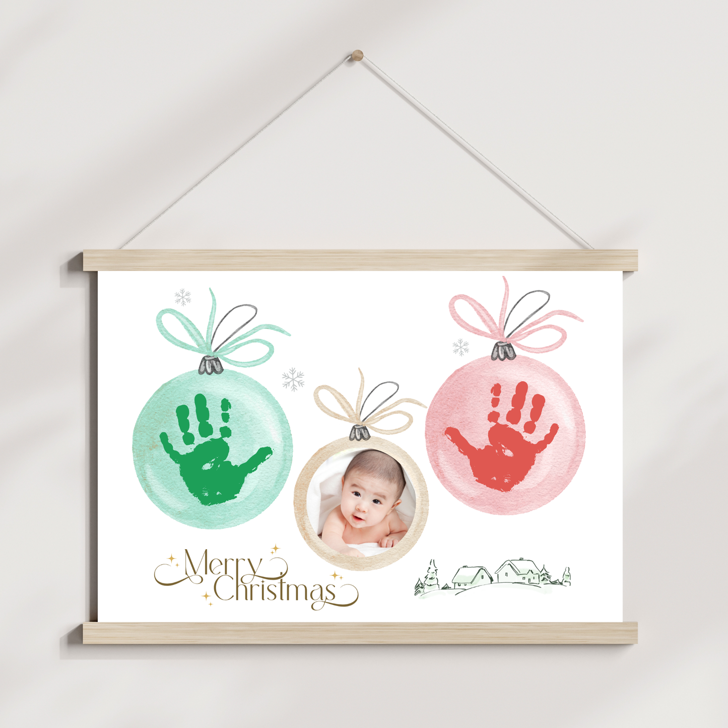 Christmas Ornament Handprint Photo Craft Printable