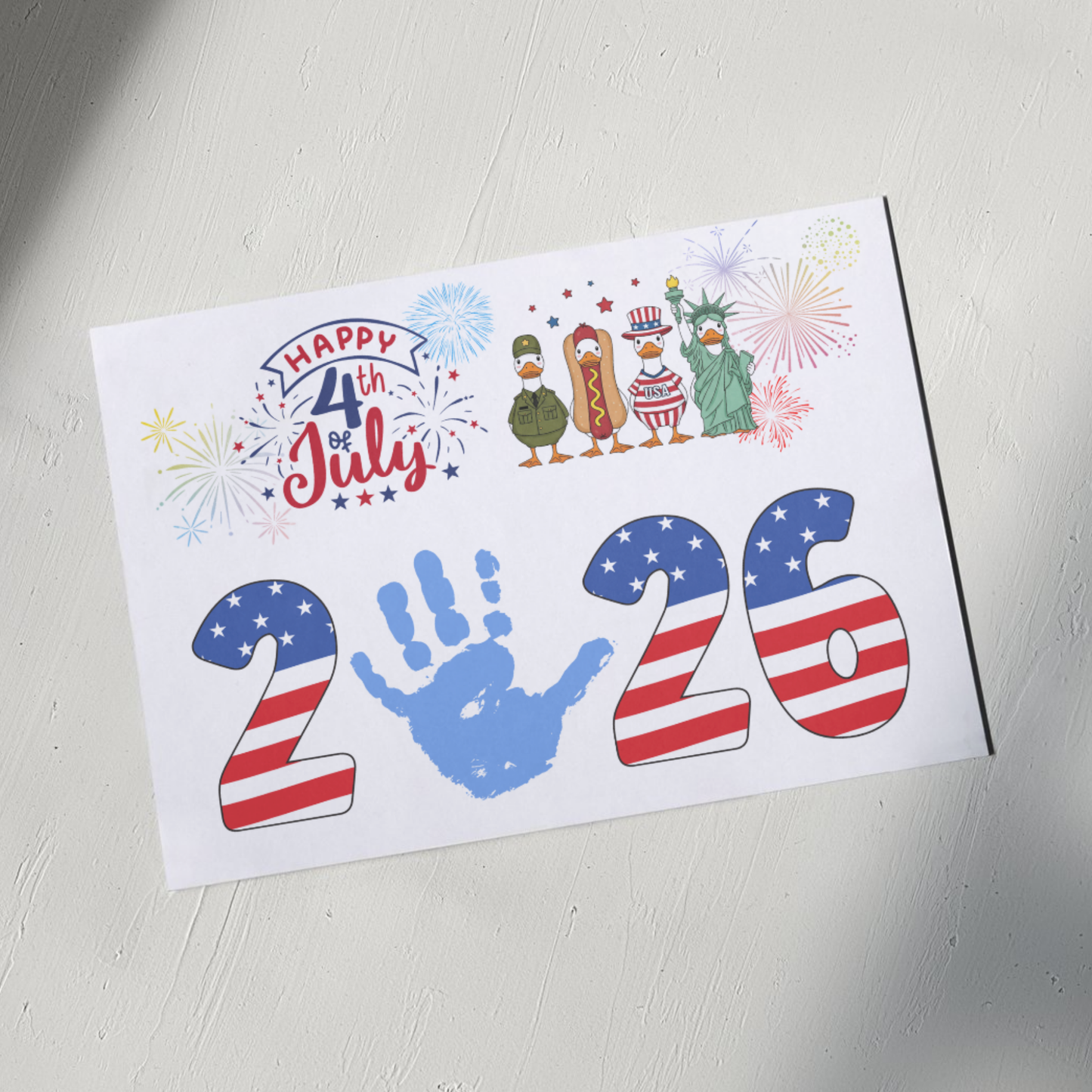 4th of July Handprint Craft Printable DIY Patriotic 2026 Art for Kids
