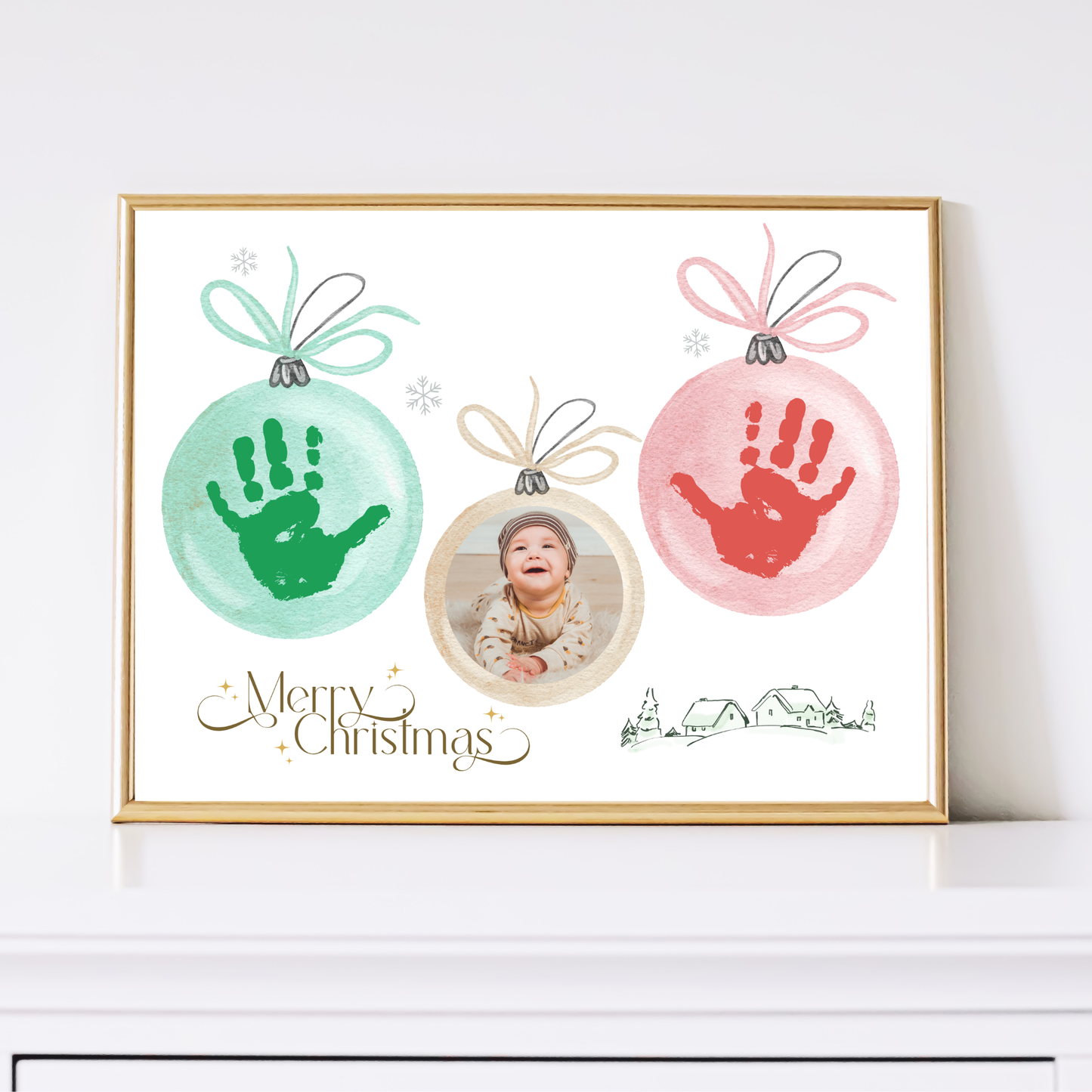 Christmas Ornament Handprint Photo Craft Printable