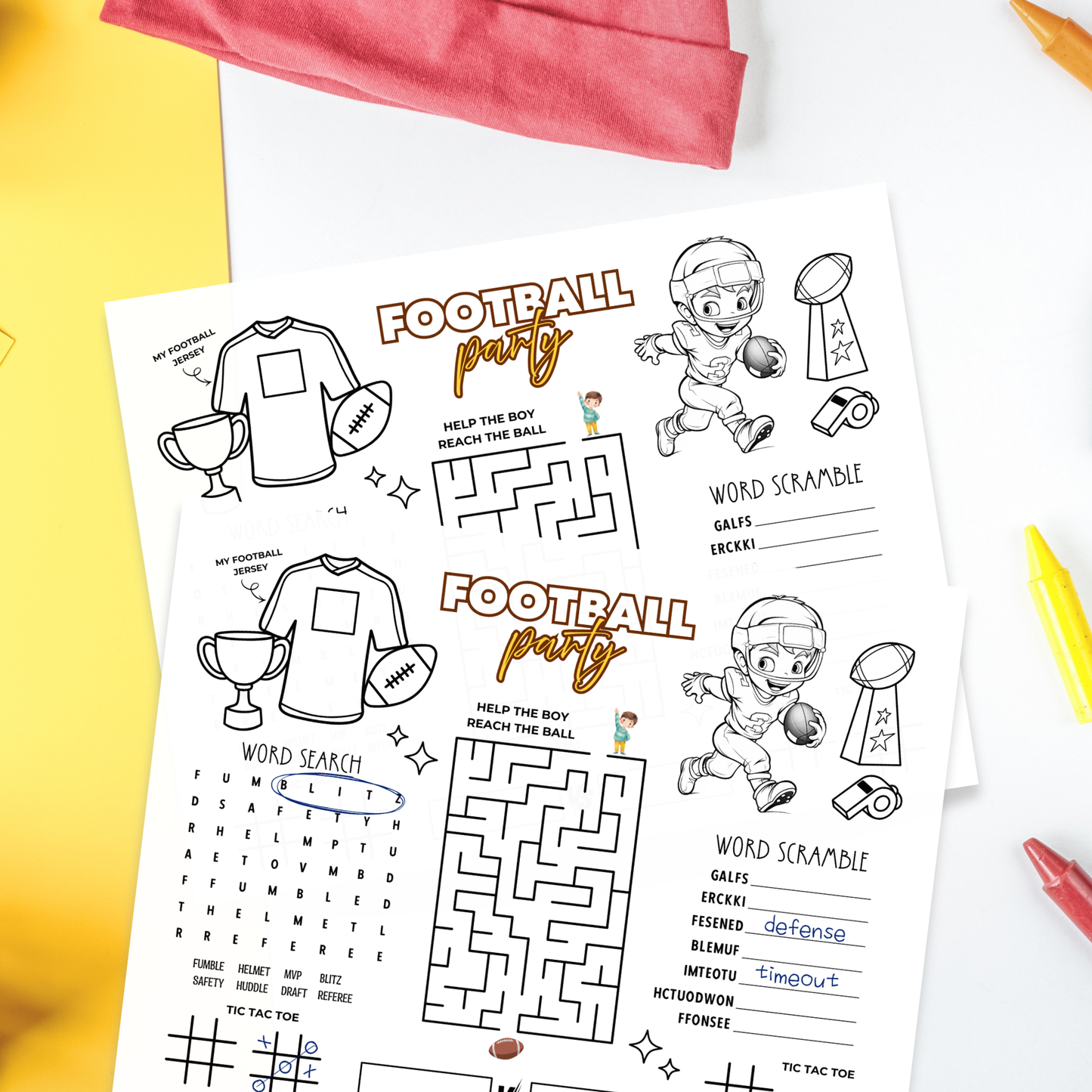 Football Activity Sheet Printable for Kids