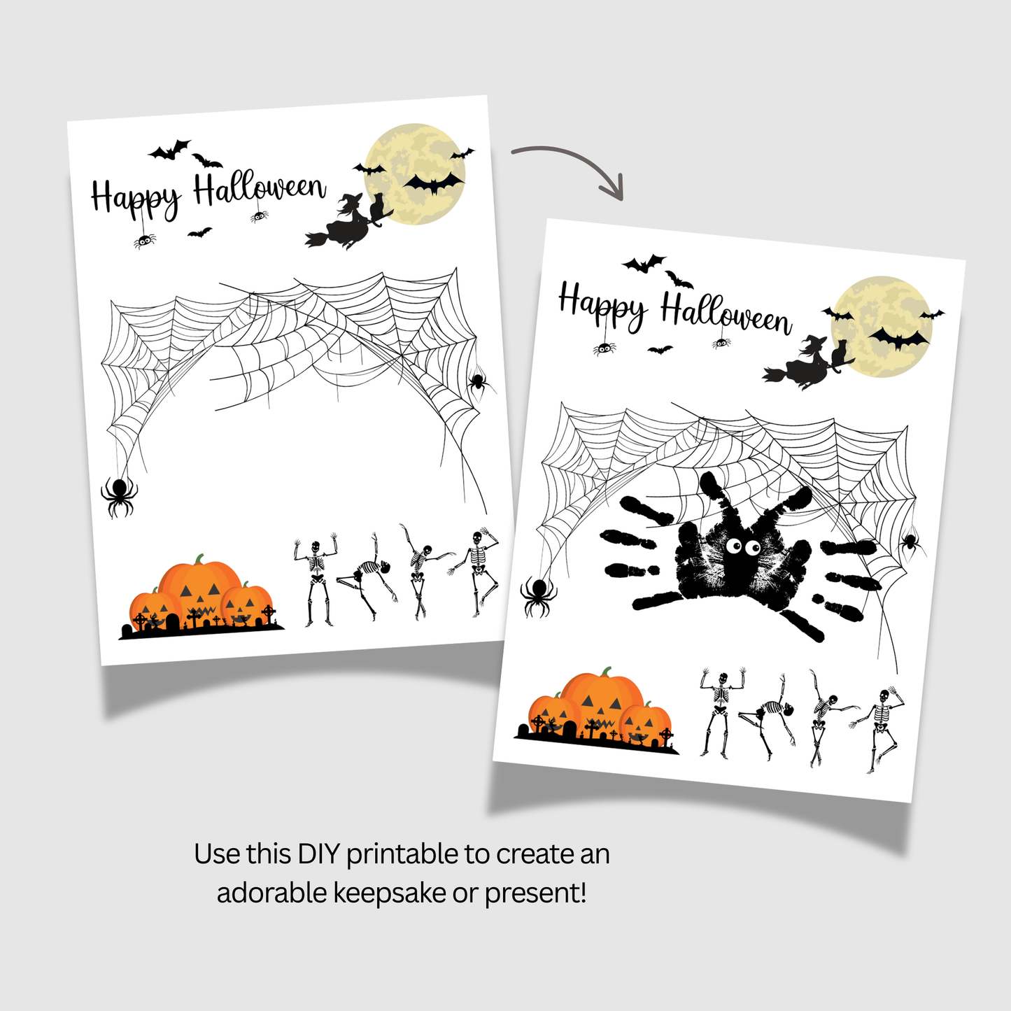 Happy Halloween Handprint Crafts, DIY Fall Art Activity for Kids
