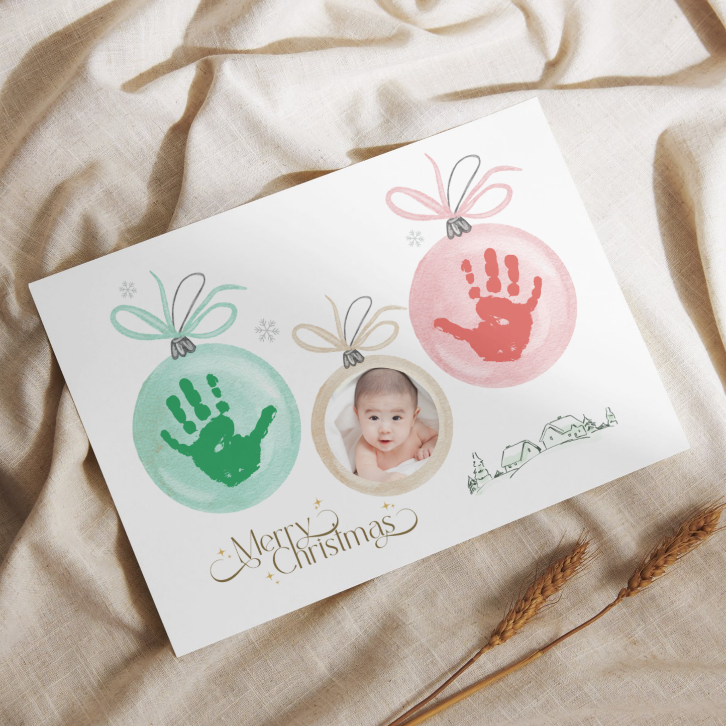 Christmas Ornament Handprint Photo Craft Printable